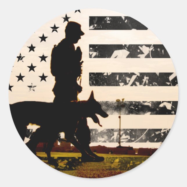 K-9 Working Dog Handler Classic Round Sticker (Front)