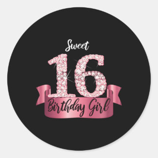 K Black Sweet 16 Style I 16Th Classic Round Sticker
