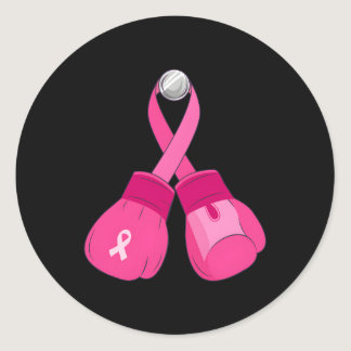 K Boxing Gloves Breast Cancer Awareness Fight Symb Classic Round Sticker
