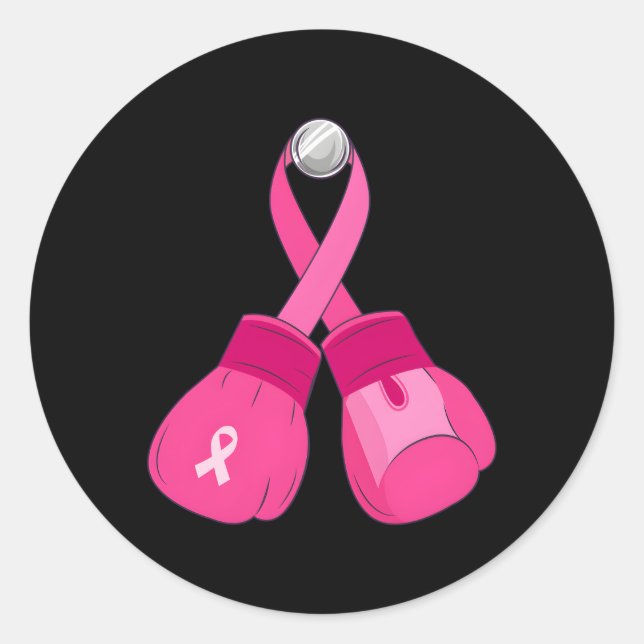 K Boxing Gloves Breast Cancer Awareness Fight Symb Classic Round Sticker (Front)