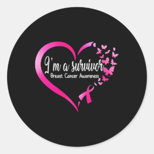 K Butterfly He I'M A Survivor Breast Cancer Awaren Classic Round Sticker