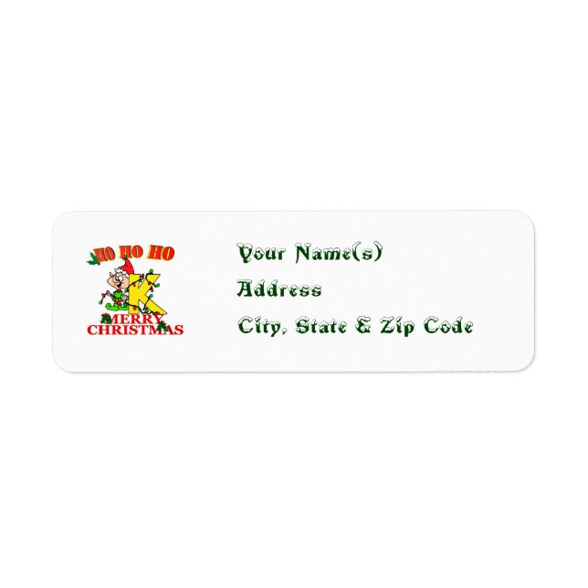 K - CHRISTMAS ELF MONOGRAM RETURN ADDRESS LABELS (Front)