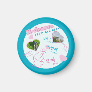 K drama 2 Photos Collage korean typography custom Magnet