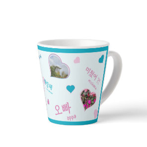 K drama 3 Photo Collage korean typography watching Latte Mug