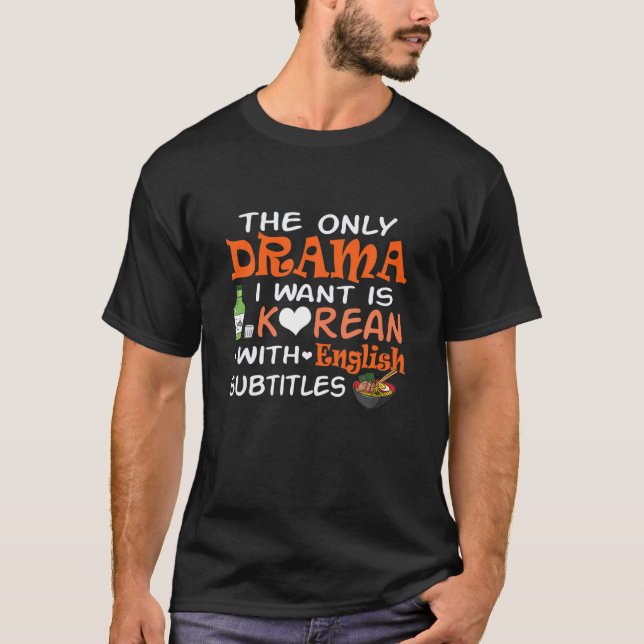 K-Drama Lover Korean With English Subtitles Funny T-Shirt (Front)