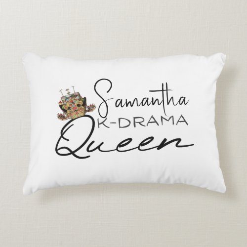 K_Drama Queen with Korean Crown Personalized  Accent Pillow