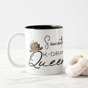 K-Drama Queen with Korean Crown Personalized Two-Tone Coffee Mug