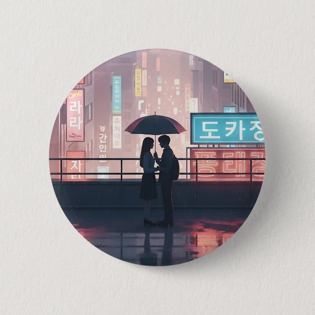 K-Drama Rooftop Romance Button (Front)