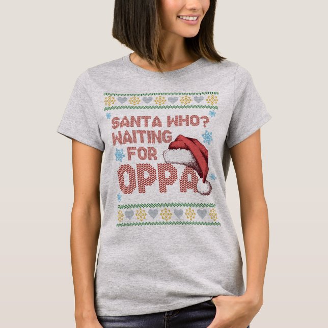 K-Drama Ugly Christmas Sweater Waiting for Oppa (Front)