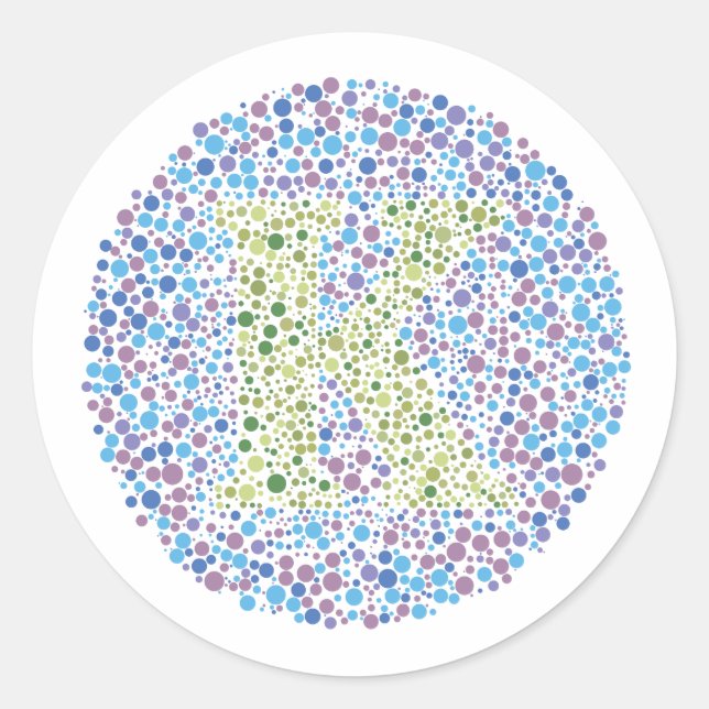 “K” Eye Test Letter Classic Round Sticker (Front)