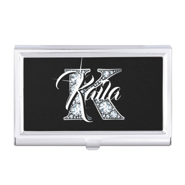 K Faux Diamond Business Card Case (Front)