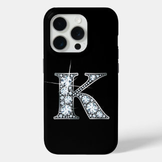 K Faux Diamond Monogram iPhone 15 Pro Case