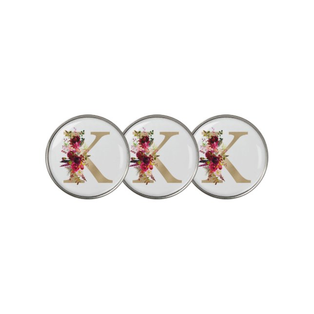 K Floral Golf Ball Marker (3 Up)