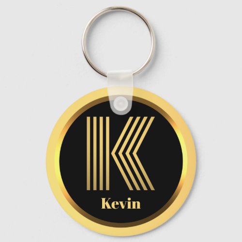 K Gold Monogrammed Letter Personalised Keychain