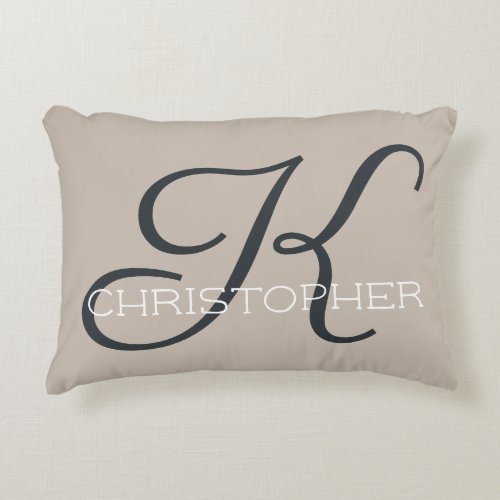 K Initial Personalized Name Taupe Neutral Tan Accent Pillow