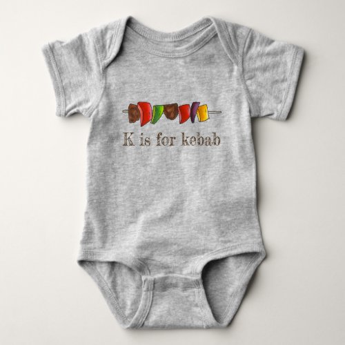 K is for Kebab Shish Kebabs Veggie Skewer Alphabet Baby Bodysuit