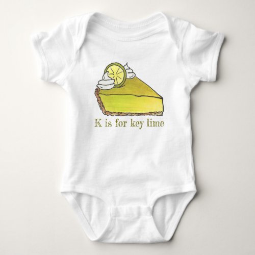 K is for Key Lime Pie Slice Foodie Letter Alphabet Baby Bodysuit