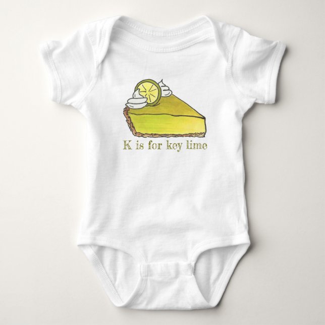 K is for Key Lime Pie Slice Foodie Letter Alphabet Baby Bodysuit (Front)