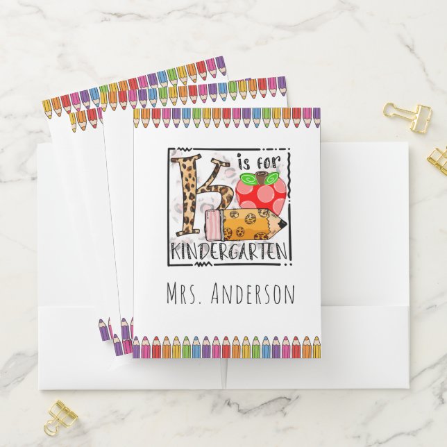 K is for Kindergarten Teacher Name Pocket Folder (In Situ)
