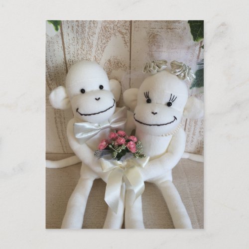 KK Sock Monkey WeddingPink Postcard