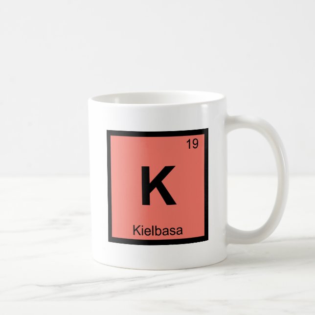 K - Kielbasa Meat Chemistry Periodic Table Symbol Coffee Mug (Right)