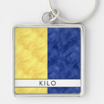 K Kilo Nautical Signal Flag + Your Name Keychain