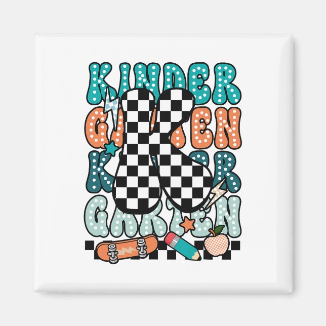 K Kindergarten Teacher Checkered Back To School Ki Magnet (Front)