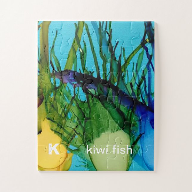 K - Kiwi Fish alphabet art puzzle (Vertical)