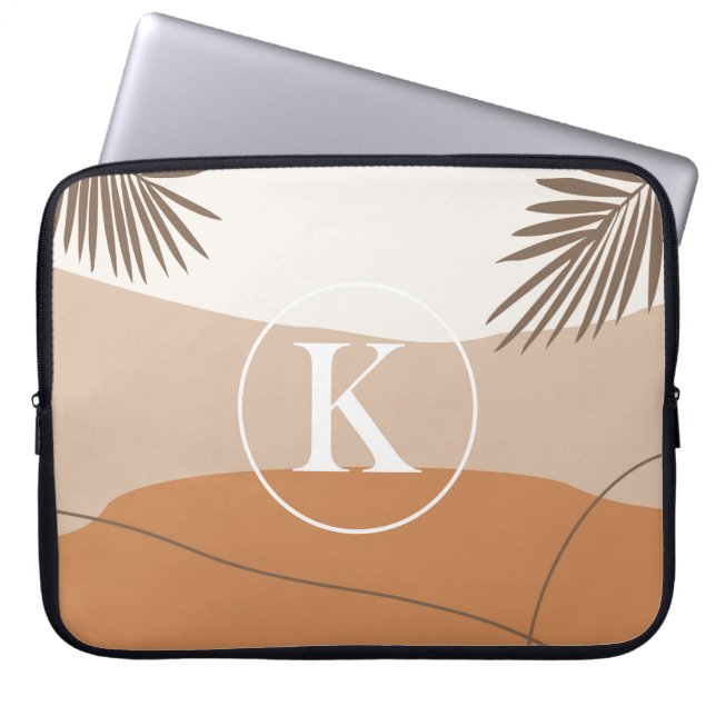 K - Knitial Monogram Letter K Abstract Design Laptop Sleeve (Front)