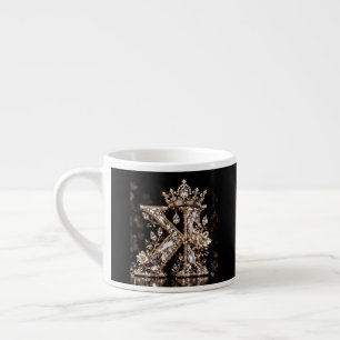 K Letter Beige Crystal Luxury Design Espresso Cup