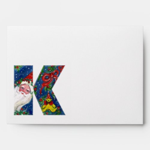 K LETTER  SANTA CLAUS WITH RED RIBBON MONOGRAM ENVELOPE