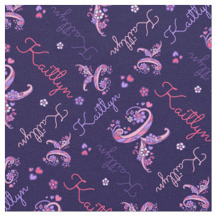 K monogram and personalized name Kaitlyn fabric