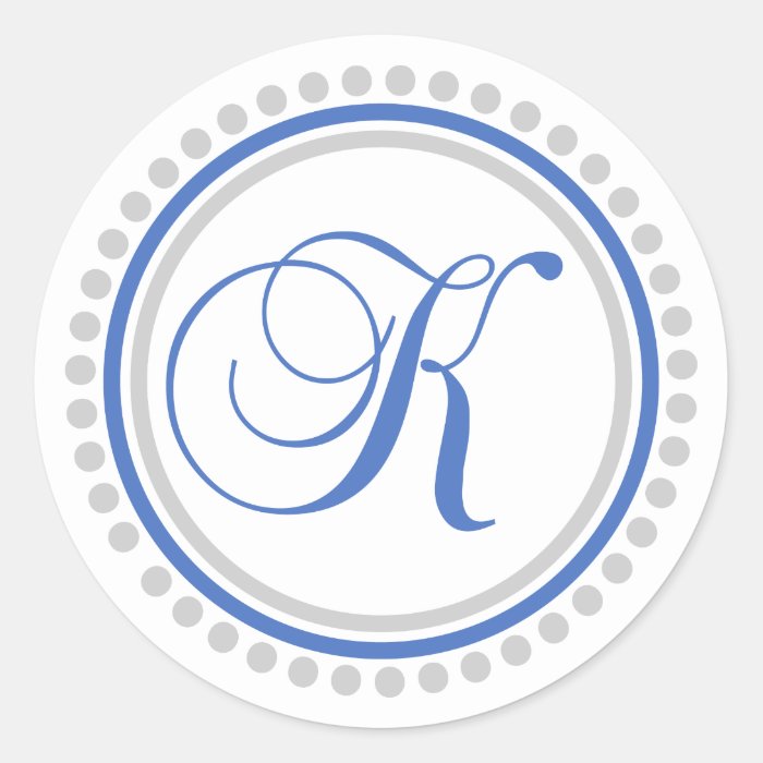 K Monogram (Blue / Silver Dot Circle) Stickers