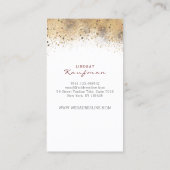 K Monogram Burgundy Red Florals and Gold Glitter Business Card (Back)