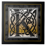 K Monogram Celtic Black Stone Ceramic Tiles