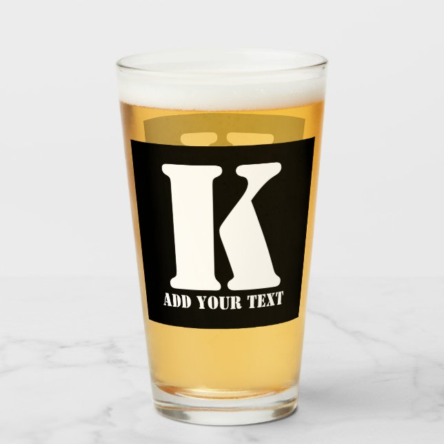 K  Monogram Classic Trendy Custom Wedding Templa Glass (Front Filled)
