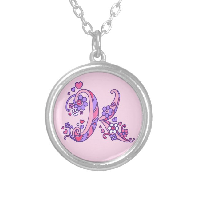 K monogram decorative letter necklace (Front)