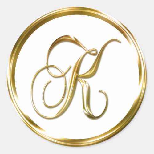 K Monogram Faux Gold Envelope Or Favor Seal