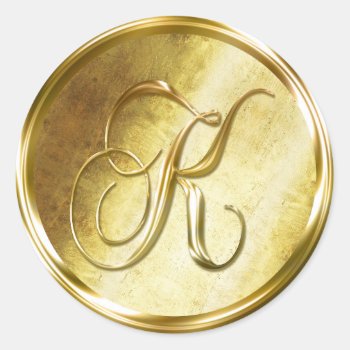 K Monogram Faux Gold Envelope Seal Stickers by TDSwhite at Zazzle