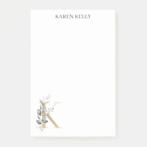 K Monogram Floral Notes