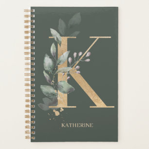 K Monogram Floral Personalized Planner
