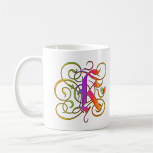 K Monogram "Gothic Rainbow" Mugs Cups and Steins