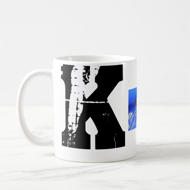 K Monogram Grunge Typographic Mug (Left)