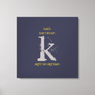K Monogram Initial Bar Bat Mitzvah Sign-In Board Canvas Print