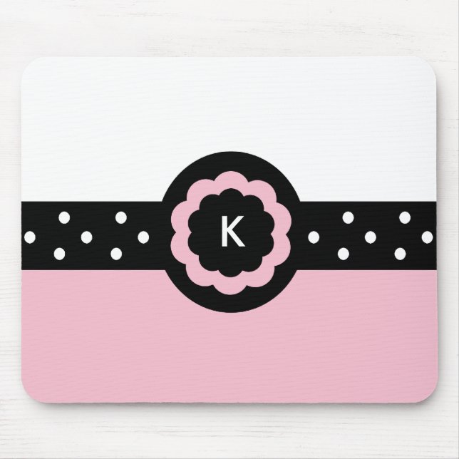 K :: Monogram K Dotted Pink & White Mousepad (Front)