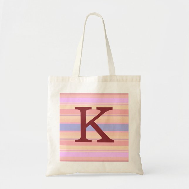 K :: Monogram K Summer Stripes Fun Tote Bag (Front)