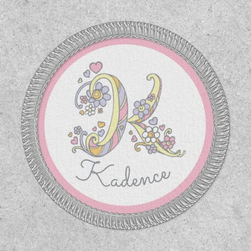 K monogram Kadence pink yellow gray Patch