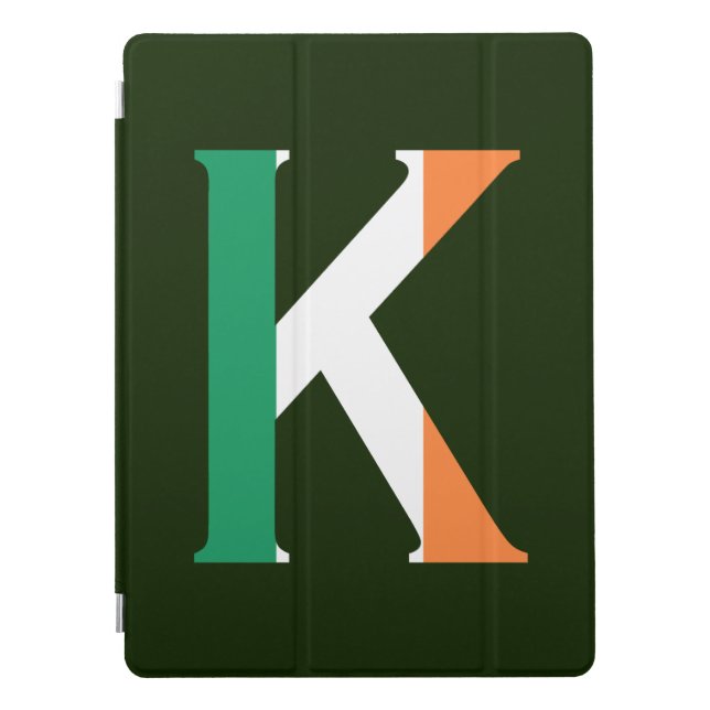 K Monogram overlaid on Irish Flag ipacnt iPad Pro Cover (Front)
