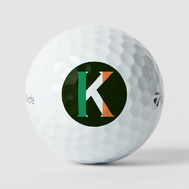 K Monogram overlaid on Irish Flag tmtp5 gbt Golf Balls (Front)