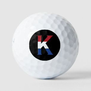 K Monogram overlaid on NLD Flag on bk be6 gbcnt Golf Balls